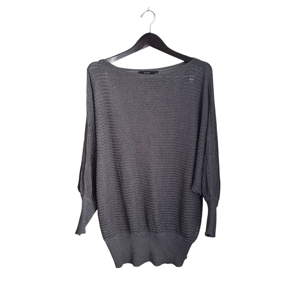 Women's Textured Grey Semi See-through Sweater Size L
